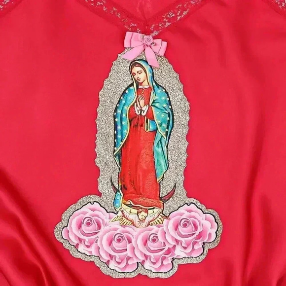 Reworked Guadalupe Deep Red Short Slip Dress Size Medium Summer Camisole Dress - Picture 2 of 5